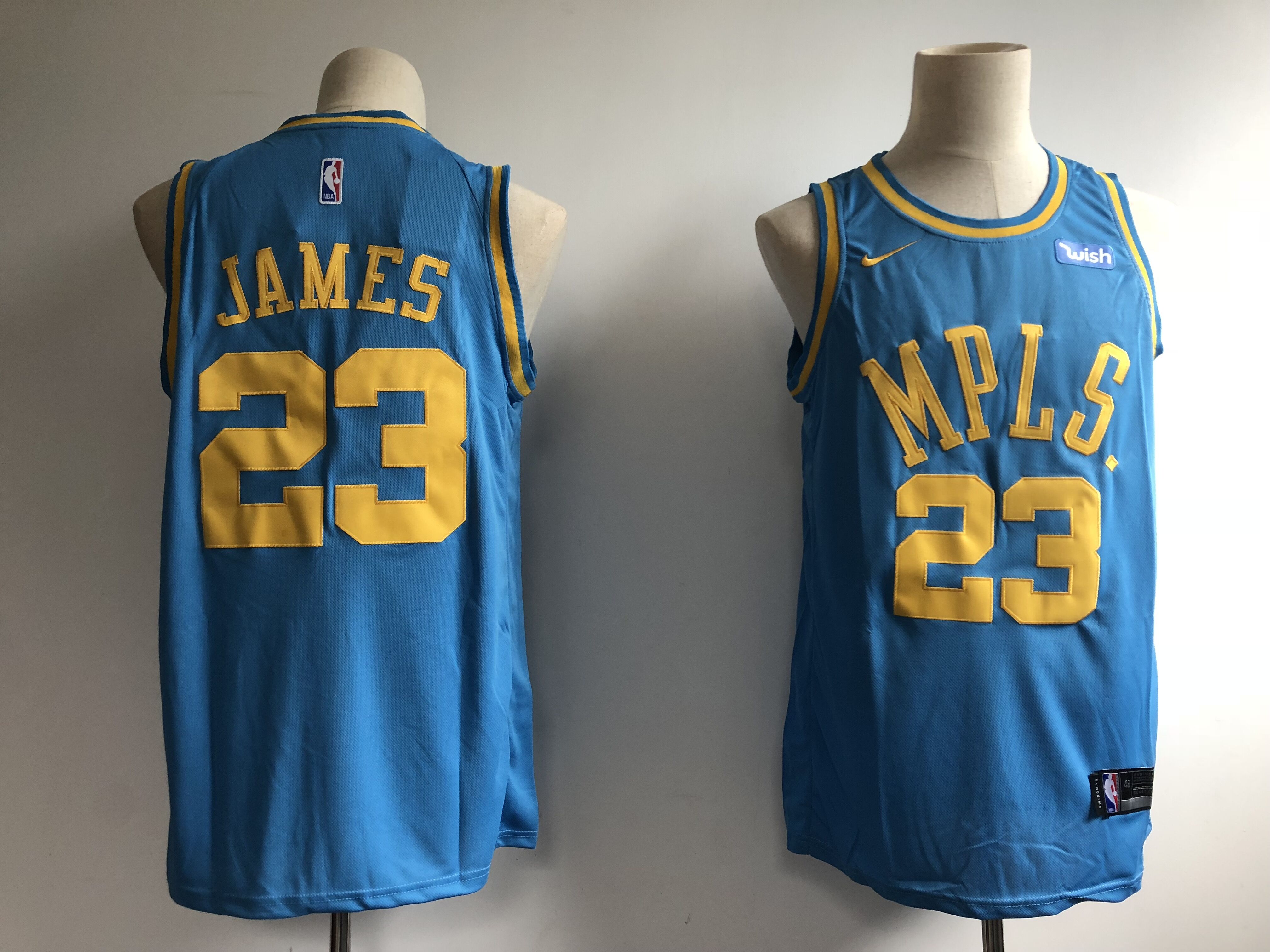 Men Los Angeles Lakers 23 James light Blue Nike Game NBA Jerseys